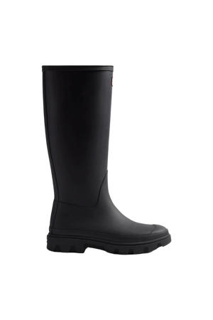 Downpour tall regenlaarzen met profielzool en logo - zwart
