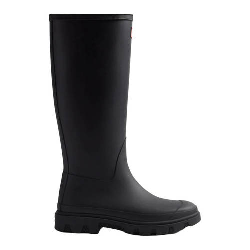 Hunter Downpour tall regenlaarzen met profielzool en logo zwart