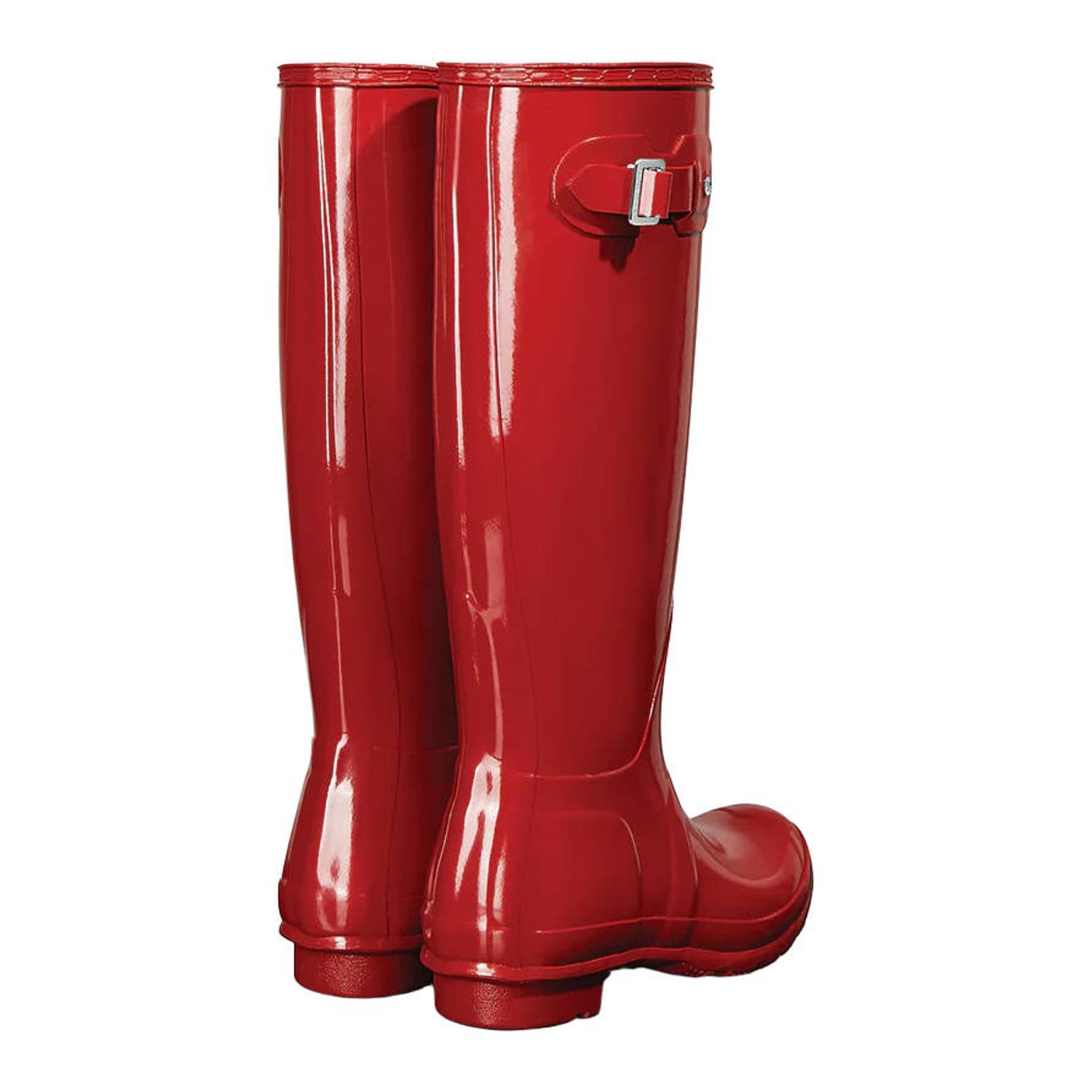 Hunter Original tall gloss boot regenlaarzen met profielzool en logo rood