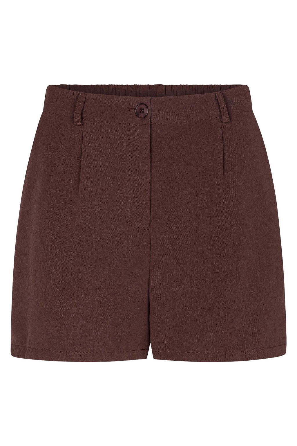 Donkerblauwe dames Ydence regular waist casual short van polyester met rits- en knoopsluiting en effen