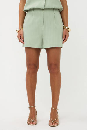 regular high waist casual short met krijtstreep mintgroen