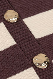 thumbnail: Ydence gestreept vest gebreid bruin