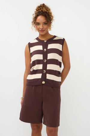 gestreept vest gebreid bruin