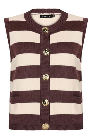 gestreept vest gebreid bruin