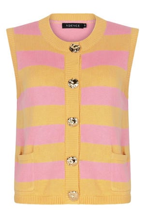 gestreept gebreid vest geel