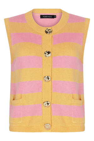 gestreept gebreid vest geel