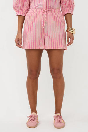 regular waist gestreepte casual short roze