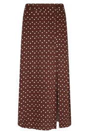 thumbnail: Donkerbruin en ecru dames Ydence maxi rok met stippen gemaakt van rayon