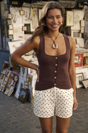 thumbnail: Ydence regular high waist casual short met stippen ecru