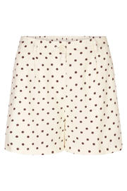 thumbnail: Ecru en donkerblauwe dames Ydence regular high waist casual short van rayon met rits- en knoopsluiting en stippenprint
