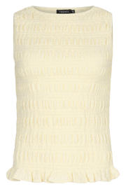 thumbnail: Lichtgele dames Ydence top van polyester met effen, ronde hals en smockwerk