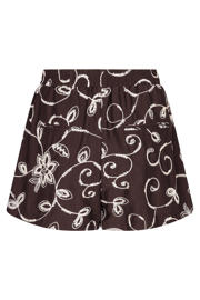 thumbnail: Ydence regular waist gebloemde casual short donkerbruin