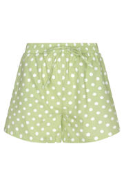 thumbnail: Lichtgroen en witte dames Ydence regular high waist casual short van katoen met elastische tailleband met koord en stippenprint