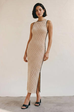 maxi jurk crochet beige