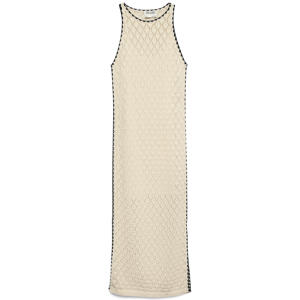 maxi jurk crochet - beige