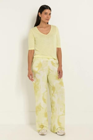 wide leg casual broek limegroen
