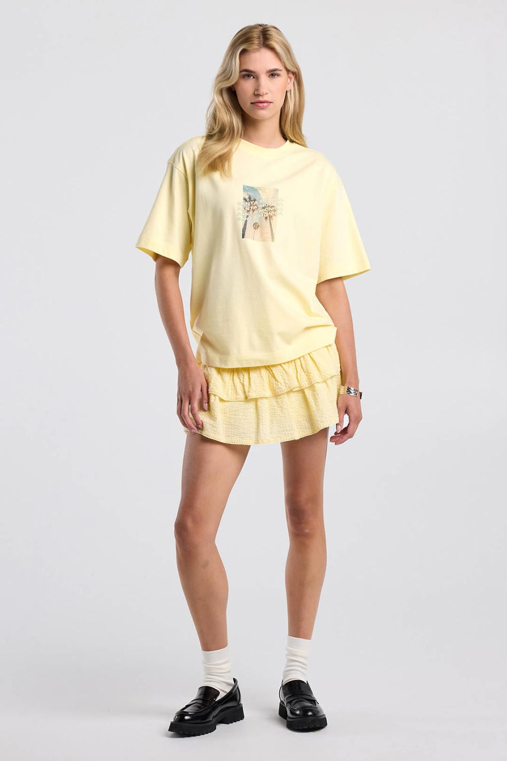America Today T-shirt met print - lichtgeel