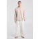 America Today regular fit overhemd met linnen - beige