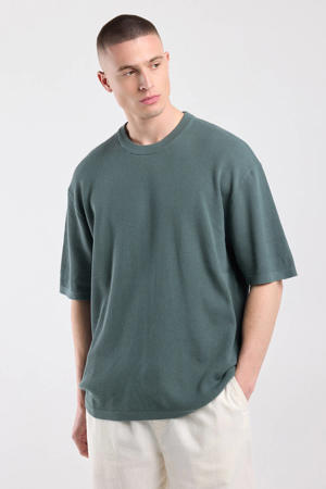 relaxed fit gebreide T-shirt - groen