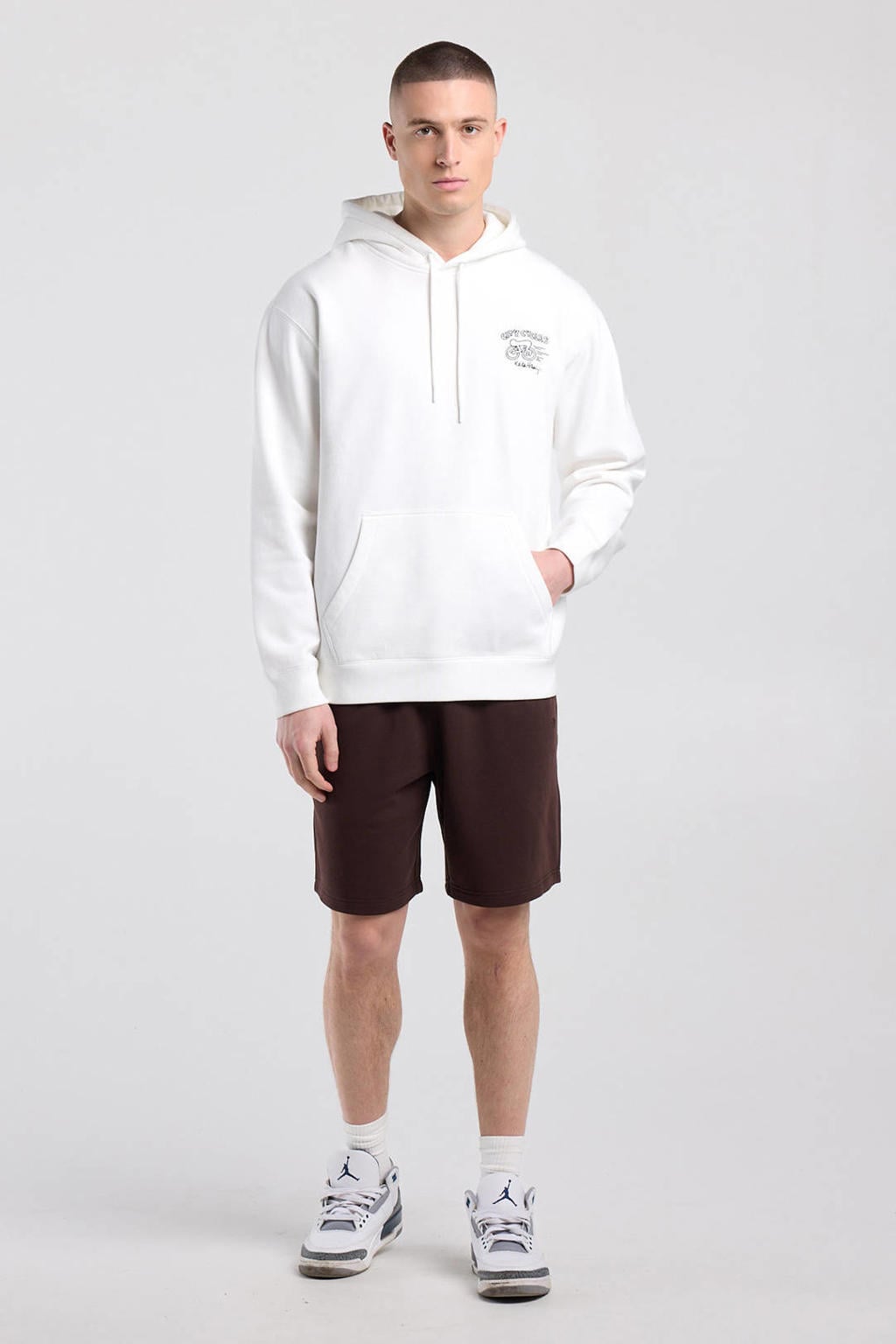 America Today relaxed fit hoodie met backprint - ecru