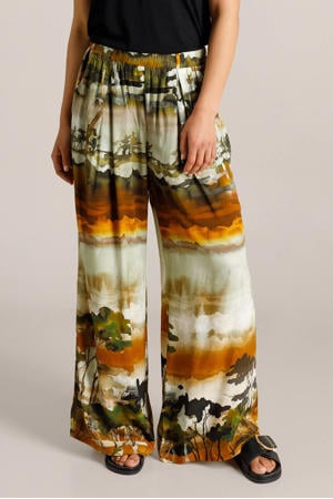 wide leg regular waist broek multi