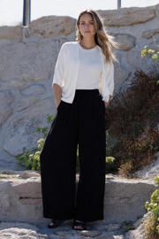 thumbnail: Ivy Beau straight regular waist broek met textuur zwart