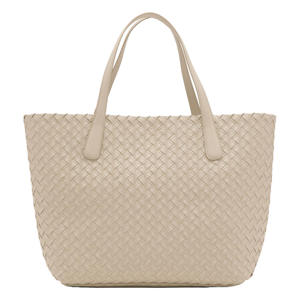 gevlochten shopper beige