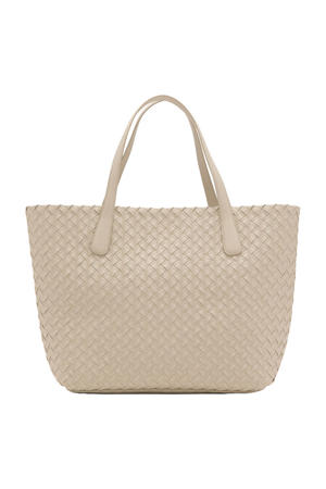gevlochten shopper beige