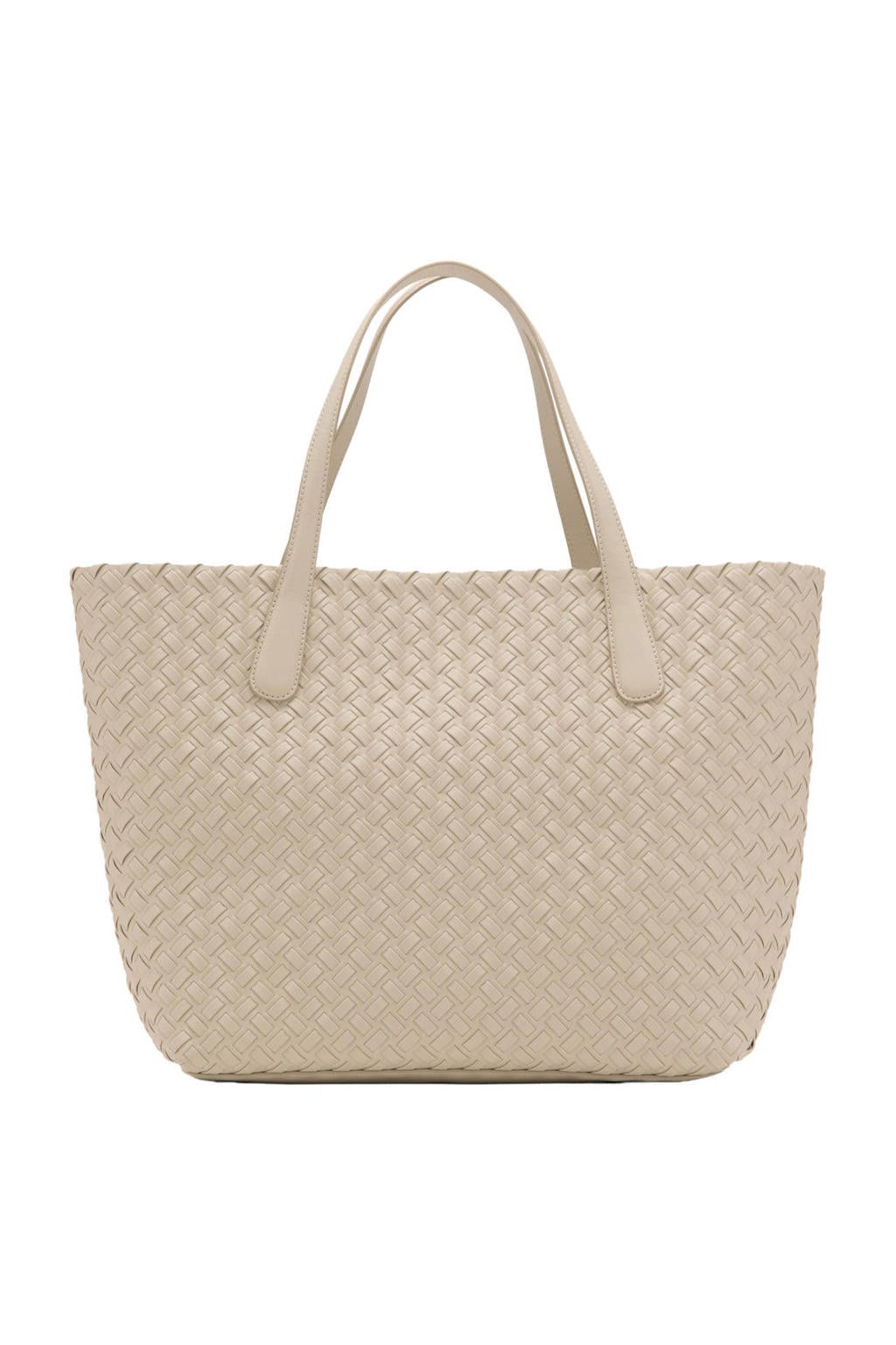 Mango gevlochten shopper beige