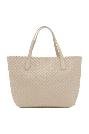 gevlochten shopper beige