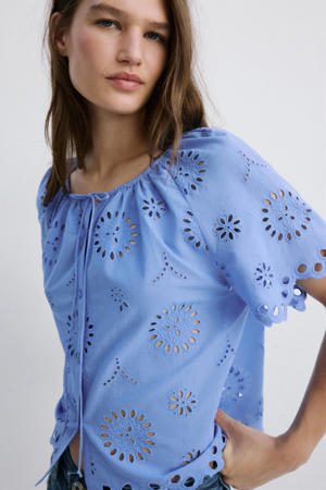 blouse broderie blauw