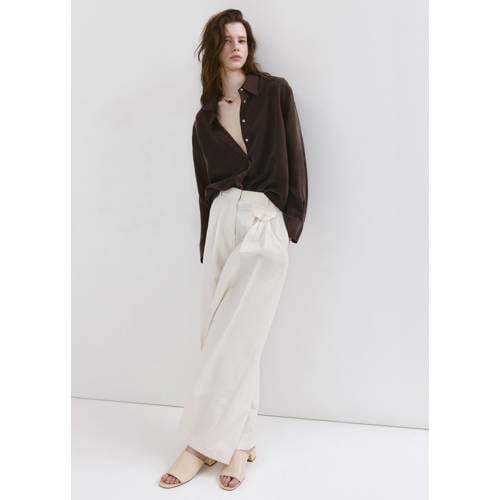 Mango leren muiltjes met blokhak beige