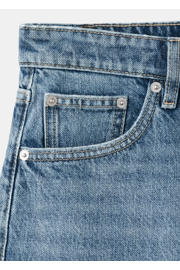 thumbnail: Mango slim regular waist denim short medium blue denim