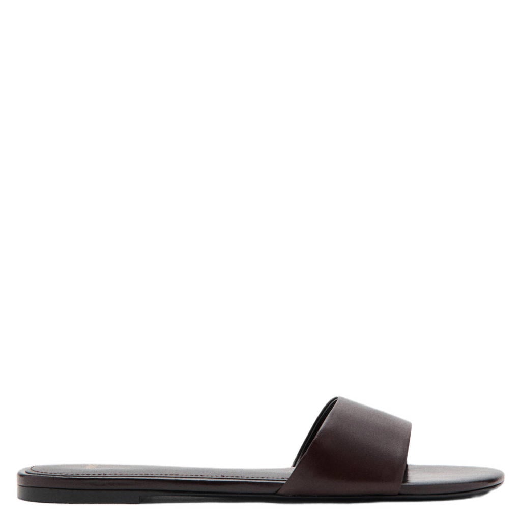 Donkerblauwe dames Mango leren slippers