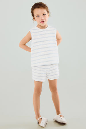 gestreepte tanktop fijn gebreid lichtblauw