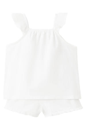 katoenen pyjama met ruches - wit