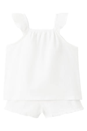 katoenen pyjama met ruches - wit