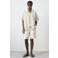 Mango Man regular gebloemd casual overhemd met linnen beige