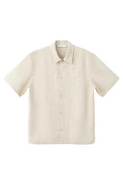 thumbnail: Mango Man regular gebloemd casual overhemd met linnen beige