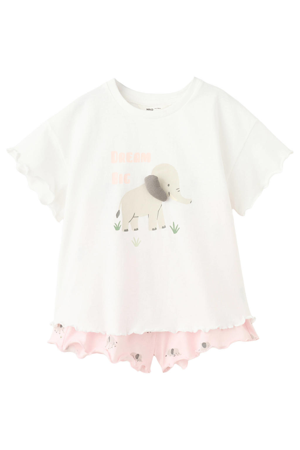 Mango Kids shortama - wit/lichtroze