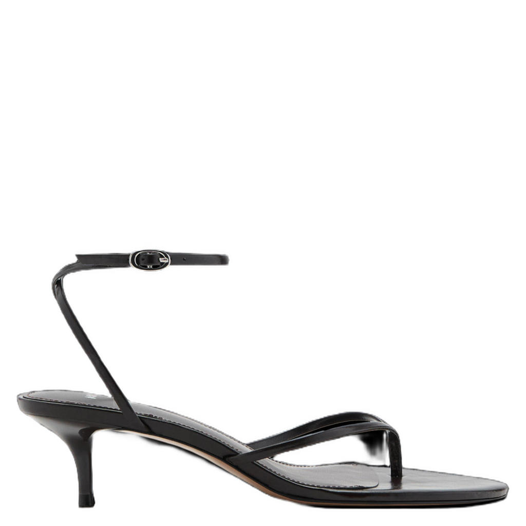 Donkerblauwe dames Mango lakleren sandalen met gesp