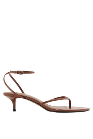 lakleren sandalen bruin