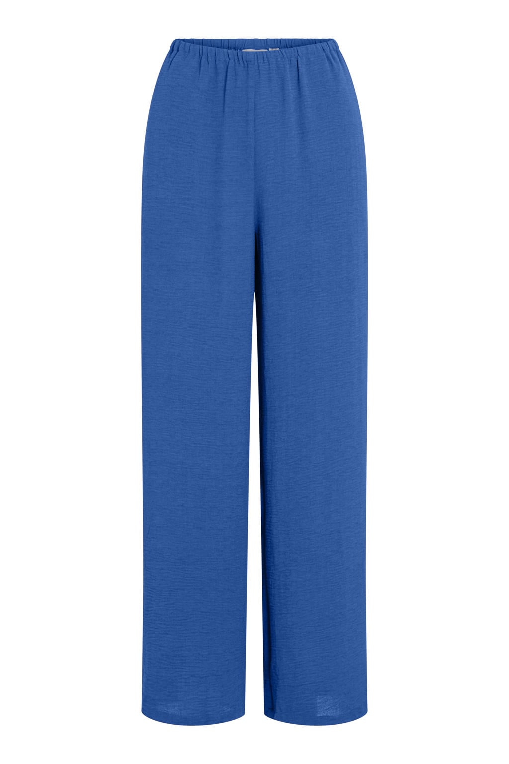 Blauwe dames VILA van polyester met straight fit, regular waist, elastische tailleband en effen