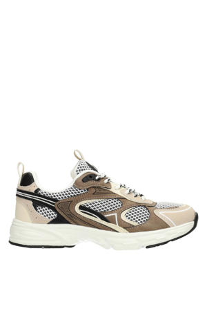 leren sneakers bruin/beige