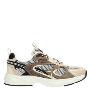 leren sneakers bruin/beige