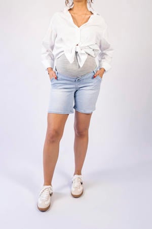 regular waist zwangerschaps short light blue denim