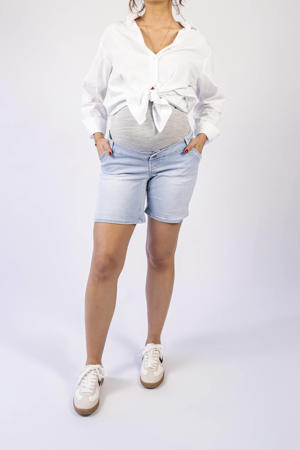 regular waist zwangerschaps short light blue denim