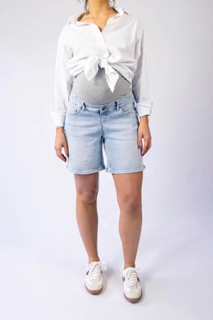 regular high waist zwangerschaps short light blue denim