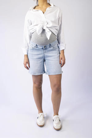 regular high waist zwangerschaps short light blue denim