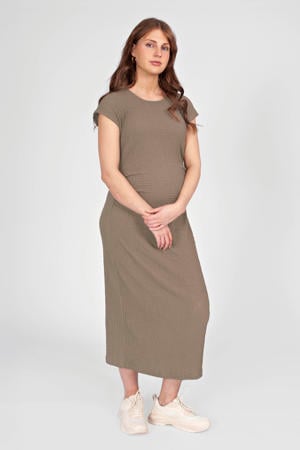 zwangerschaps maxi jurk taupe